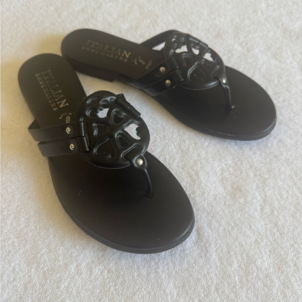 Italian Shoemakers Black Studded Sandals